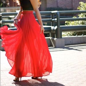 Red bebe long skirt